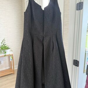 White House Black Market Black Textured High Low Dress